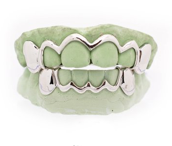 12 Teeth Custom Open Face Outline Top & Bottom Grillz