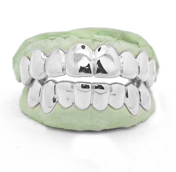 16 Teeth White Gold Top & Bottom Grillz