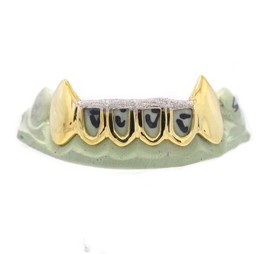 6 Teeth Custom Yellow Gold Open Face W/Extended Fangz