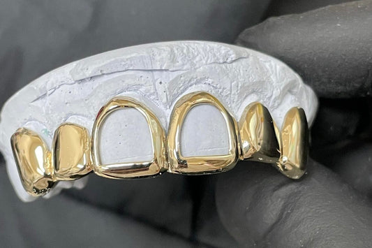 6 Piece Gold with 2 Open Face Grillz