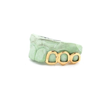 Custom 3 Teeth Open Face Yellow Gold GrillZ