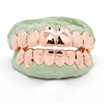 16 Teeth Top & Bottom Solid Rose Gold Grillz